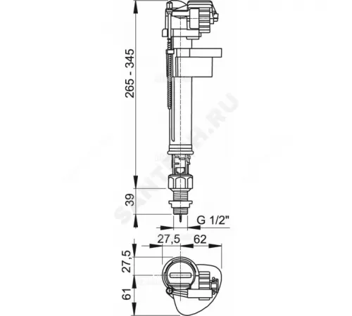 Арматура для бачка наливная 1/2" нижнее подключение Alca Plast A18-1/2" Арматура для бачка наливная 1/2" нижнее подключение Alca Plast A18-1/2"
