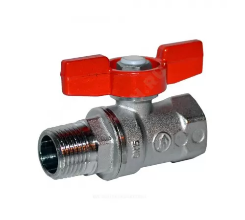Кран шаровой латунь хром R254D Ду 25 Ру35 ВР/НР бабочка красная Giacomini R254X005
