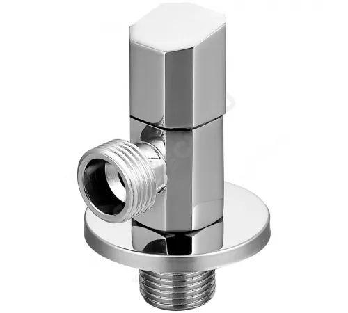 Клапан (вентиль) латунь бытовой хром угловой 1079 G1/2"х3/8" Ру16 НР с отражателем Aquasfera 1079-03