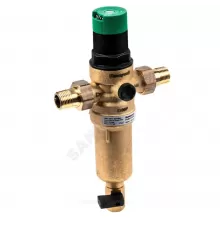 Фильтр сетчатый T-образный латунь Ду 20 Ру25 Тмакс=70 oC G3/4" НР FK06 с выходом под манометр с регулятором давления с краном Honeywell-Braukmann FK06-3/4"AAM