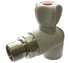 Кран шаровой PP-R серый Дн 20х1/2" НР угловой для радиатора VALFEX 10148020Г