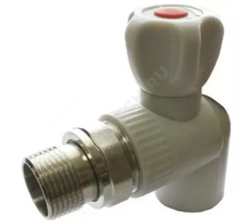 Кран шаровой PP-R серый Дн 20х1/2" НР угловой для радиатора VALFEX 10148020Г