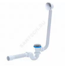 Слив-перелив для ванны трубный автоматический 1 1/2"x40 с гофрой 40х50 слив клапан "клик-клак" (грибок), пробка D=68мм АНИ Пласт EC155G