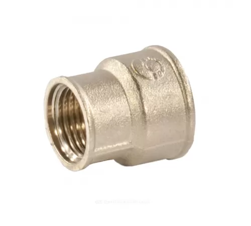 Муфта латунь никель переходная Ду 25х15 (1"х1/2") ВР/ВР VALFEX VF.240.N.100.012