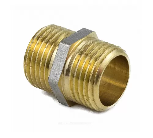 Ниппель латунь никель Ду 32 (1 1/4") НР 9022 ГОСТ 32585-2013 Aquasfera 9022-04