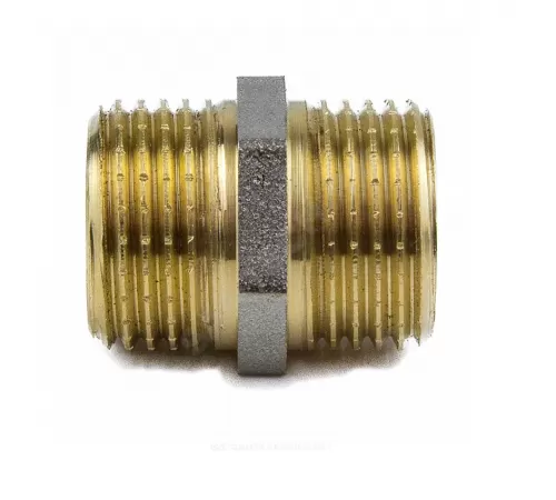 Ниппель латунь никель Ду 32 (1 1/4") НР 9022 ГОСТ 32585-2013 Aquasfera 9022-04