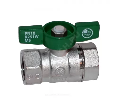 Кран шаровой латунь хром R251W Ду 15 Ру42 ВР бабочка зеленая Giacomini R251WX023