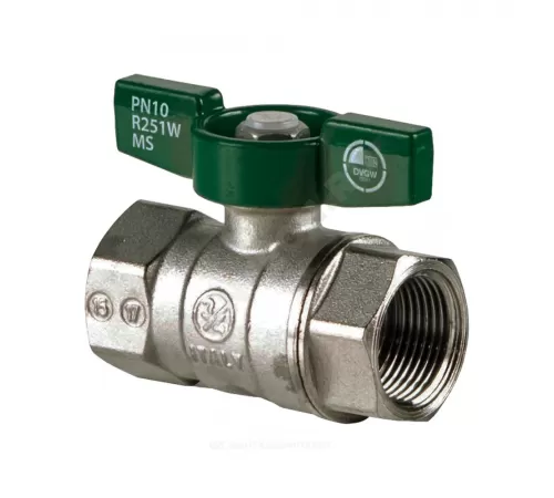 Кран шаровой латунь хром R251W Ду 15 Ру42 ВР бабочка зеленая Giacomini R251WX023