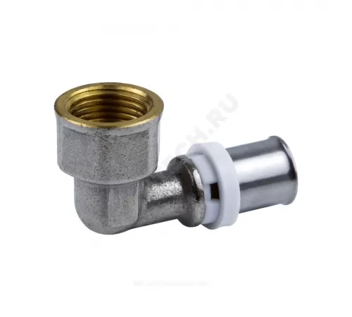 Угольник МП латунь никель пресс Дн 16х3/4"х90гр ВР ГОСТ 32415-2013 8007 Aquasfera 8007-02