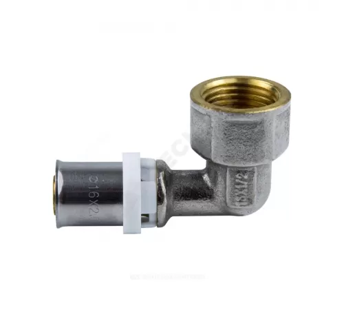 Угольник МП латунь никель пресс Дн 16х3/4"х90гр ВР ГОСТ 32415-2013 8007 Aquasfera 8007-02