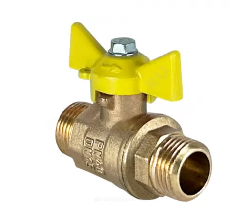 Кран шаровой латунь газ 11Б27фтМ Ду 20 Ру40 НР бабочка желтая VALFEX VF.279.LB3.034.N/P59