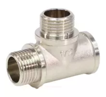 Тройник латунь никель переходной Ду 15 (1/2") ВР/НР/НР VALFEX VF.133.N.012.012.012