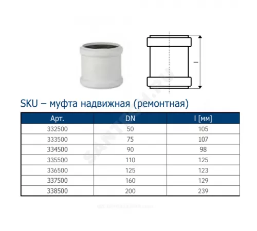 Муфта PP-MD ремонтная бесшумная светло-серая Skolan Safe SKU Дн 160 (DN160) б/нап в/к Ostendorf 337500