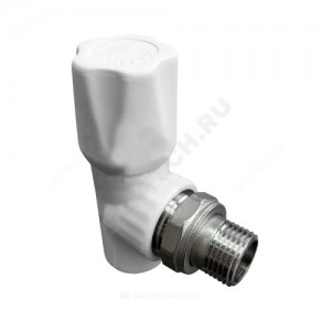 Клапан (вентиль) PP-R запорный белый НР Дн 20х1/2" Ру25 угловой для радиатора VALFEX 1014720012