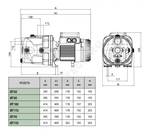 Насос самовсасывающий JET 62 M DAB 60168072H