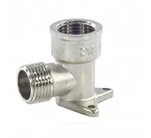 Угольник латунь никель установочный Ду 15 (1/2") 3 отверстия ВР/НР SantechSystems