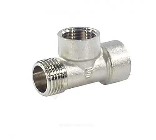 Тройник латунь никель Ду 15 (1/2") ВР/ВР/НР SantechSystems Тройник латунь никель Ду 15 (1/2") ВР/ВР/НР SantechSystems