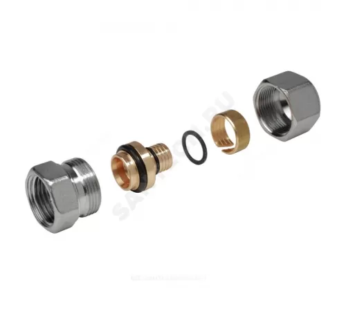Муфта для МП/PE-X труб латунь хром Дн 16х2,0х1/2" ВР R187F Giacomini R187FX048
