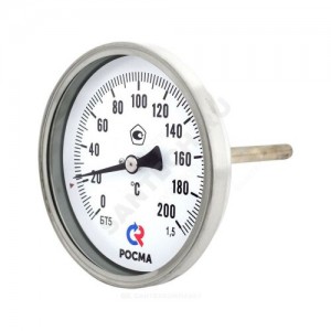 Термометр биметаллический осевой Дк100 L=64мм G1/2" 200С БТ-51.211 Росма 00000002564