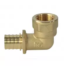 Угольник для PE-X труб аксиальный латунь Дн 16х1/2" ВР РОС