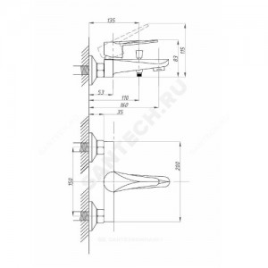 Смеситель для ванны с душем серия STEEL BLACK БРОНЗА ПСМ 301-1 одноручный Профсан PSM-301-1