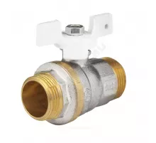 Кран шаровой латунь никель 1105 Standard Ду 25 Ру25 НР полнопроходной бабочка белая Aquasfera 1105-03 .
