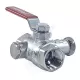 Кран шаровой латунь со спускником R250DS хром Ду 20 Ру42 ВР 3/4" рычаг красный со спускником Giacomini R250SX004