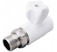 Кран шаровой PP-R белый Дн 20х1/2" НР прямой для радиатора VALFEX 10149020