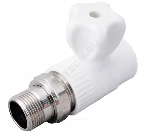 Кран шаровой PP-R белый Дн 20х1/2" НР прямой для радиатора VALFEX 10149020