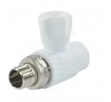 Кран шаровой PP-R белый Дн 20х1/2" НР прямой для радиатора RTP (РосТурПласт) 17136
