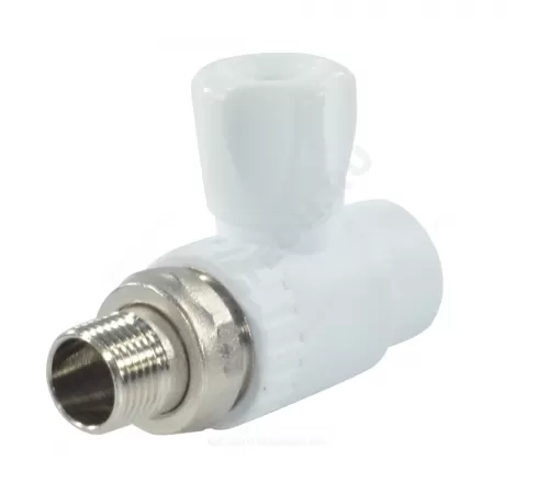Кран шаровой PP-R белый Дн 20х1/2" НР прямой для радиатора RTP (РосТурПласт) 27853 Кран шаровой PP-R белый Дн 20х1/2" НР прямой для радиатора RTP (РосТурПласт) 27853