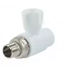 Кран шаровой PP-R белый Дн 25х3/4" НР прямой для радиатора RTP (РосТурПласт) 27861
