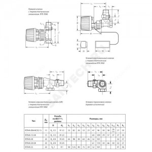 Клапан термостатический RTR-N для двухтр Ду 15 Ру10 угловой ВР клипс RTR (RA) Danfoss 013G7013