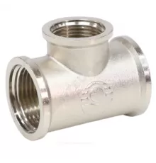 Тройник латунь никель переходной Ду 20х15х20 (3/4"х1/2"х3/4") ВР VALFEX VF.750.N.034.012.034