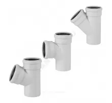 Тройник PP-MD бесшумный светло-серый Skolan Safe SKEA Дн 110х110х87гр (DN110х110) б/нап в/к Ostendorf 335400