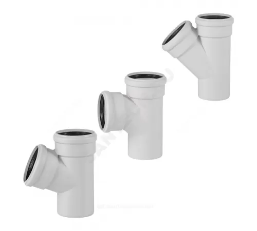 Тройник PP-MD бесшумный светло-серый Skolan Safe SKEA Дн 110х110х87гр (DN110х110) б/нап в/к Ostendorf 335400
