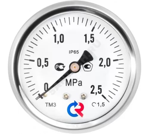 Манометр гидрозаполненный ТМ-520Т.20 осевой Дк100мм 0-0,6 МПа кл.1,0 G1/2" силикон Росма 00000031033