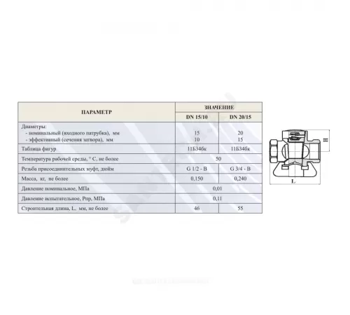 Кран конусный латунь газ 11б34бк Ду 20 Ру0,1 G3/4" ВР стандартопроходной Цветлит ZW30003
