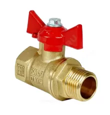 Кран шаровой латунь 11Б27фт1М Ду 15 Ру40 ВР/НР бабочка красная VALFEX VF.218.LB1.012.N/P59