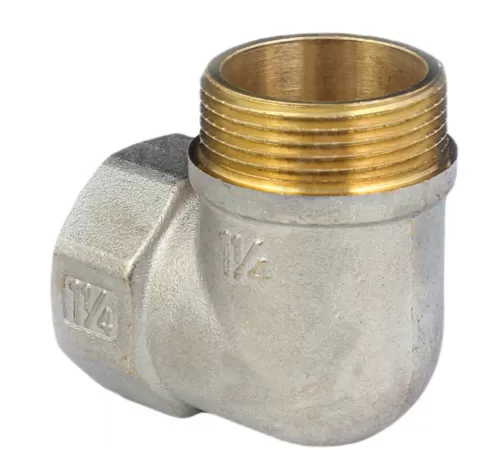 Угольник латунь никель реборда Ду 25 (1") ВР/НР 9006 ГОСТ 32585-2013 Aquasfera 9006-03