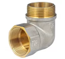 Угольник латунь никель реборда Ду 40 (1 1/2") ВР/НР 9006 ГОСТ 32585-2013 Aquasfera 9006-05