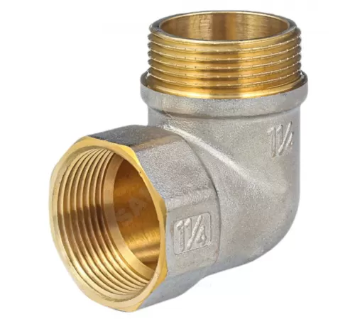 Угольник латунь никель реборда Ду 25 (1") ВР/НР 9006 ГОСТ 32585-2013 Aquasfera 9006-03