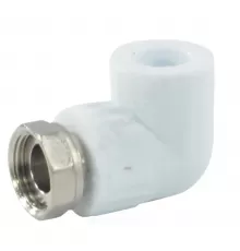 Угольник PP-R комбинированный белый Дн 20х3/4" с накидной гайкой VALFEX 10138120