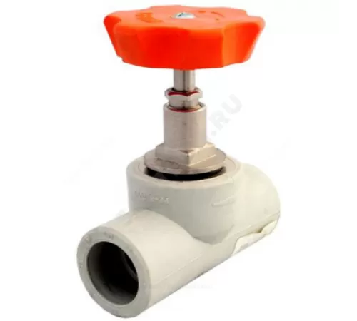 Клапан (вентиль) PP-R запорный серый Дн 20х45гр внутренняя пайка VALFEX 10174020Г