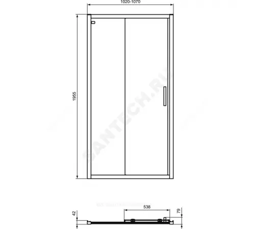 Дверь душевая CONNECT 2 1050х1950мм Ideal Standard K9274V3