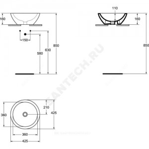 Умывальник мебельный STRADA 42 без отверстия п/смес Ideal Standard K078301
