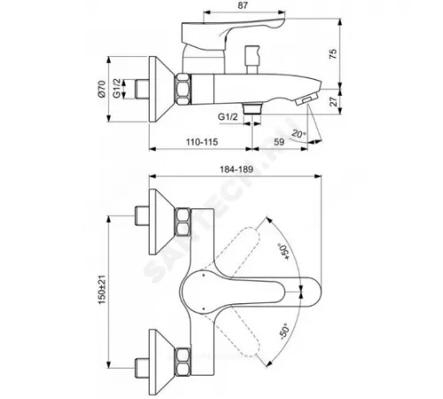 Промо-комплект для ванны с душем ALPHA Ideal Standard BD004AA