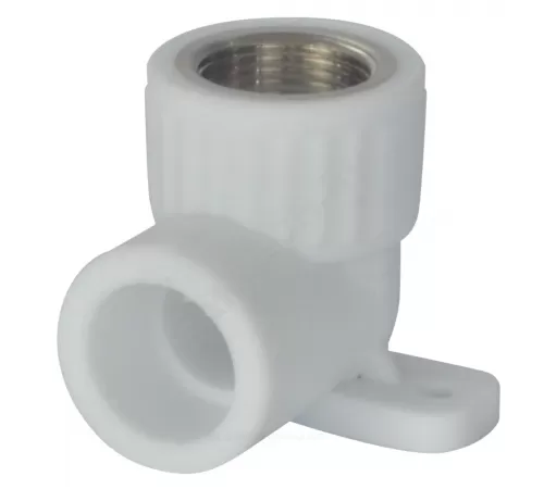 Угольник PP-R комбинированный белый Дн 20х3/4" ВР с креплением VALFEX 10120225