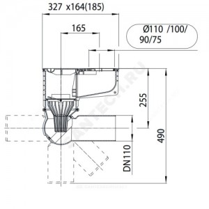 Трап РР ливневой канализации с ловушкой для листвы Дн 110-125 выпуск с поворотным шарниром HL HL600NG
