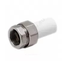 Муфта трубная PP-R комбинированная разъемная белая Дн 20х1/2" Ру25 наруж пайка/ВР VALFEX 10157015